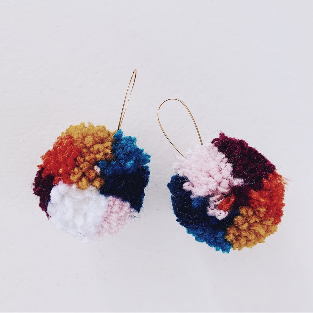 Rainbow Pom Pom Earrings